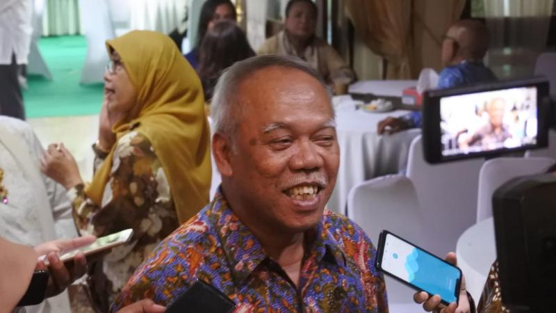 Menteri PUPR Basoeki Hadimoeljono saat bersilaturahmi ke rumah dinas Menko Perekonomian, Darmin Nasution Rabu (5/6/2019)./Bisnis-Anitana Widya