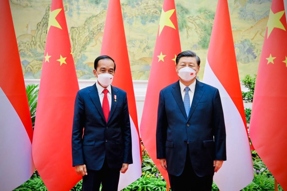 Presiden Jokowi melakukan pertemuan bilateral dengan Presiden China Xi Jinping, di Villa 14, Diaoyutai State Guesthouse, Beijing, China Selasa (26/7/2022) / BPMI Setpres/Laily Rachev.