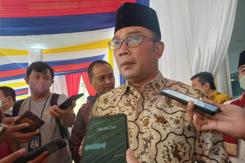 Gubernur Jawa Barat Ridwan Kamil di Fablab Correctio, Cikarang, Jumat (21/10/2022) - BISNIS/Afifah Rahmah Nurdifa.