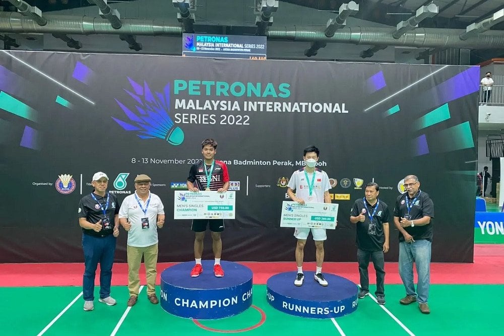 Syabda Perkasa Belawa menjadi juara Malaysia International Series 2022 setelah mengalahkan Lei Lan Xi (China) dengan skor 21-17, 21-18 di Arena Badminton Perak, Kompleks Sukan MBI Ipoh, Malaysia, Minggu, 13 November 2022/Media PBSI