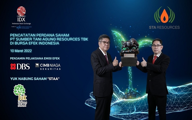 Seremoni Virtual Pencatatan Perdana Saham PT Sumber Tani Agung Resources Tbk dengan kode saham STAA, sebagai Perusahaan Tercatat ke-11 di Bursa Efek Indonesia (BEI) pada 2022, Kamis (10/3/2022)/Dok.BEI