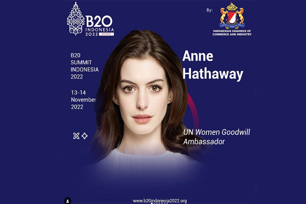  Pesan Anne Hathaway ke Negara G20: Letakkan Perempuan di Jantung Pemulihan Ekonomi