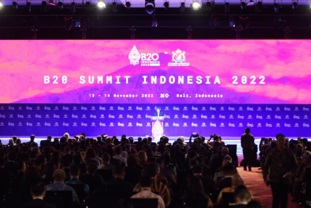 Foto: Business20 (B20) Summit yang diselenggarakan di Bali Nusa Dua Convention Center, Nusa Dua, Senin (14/11)