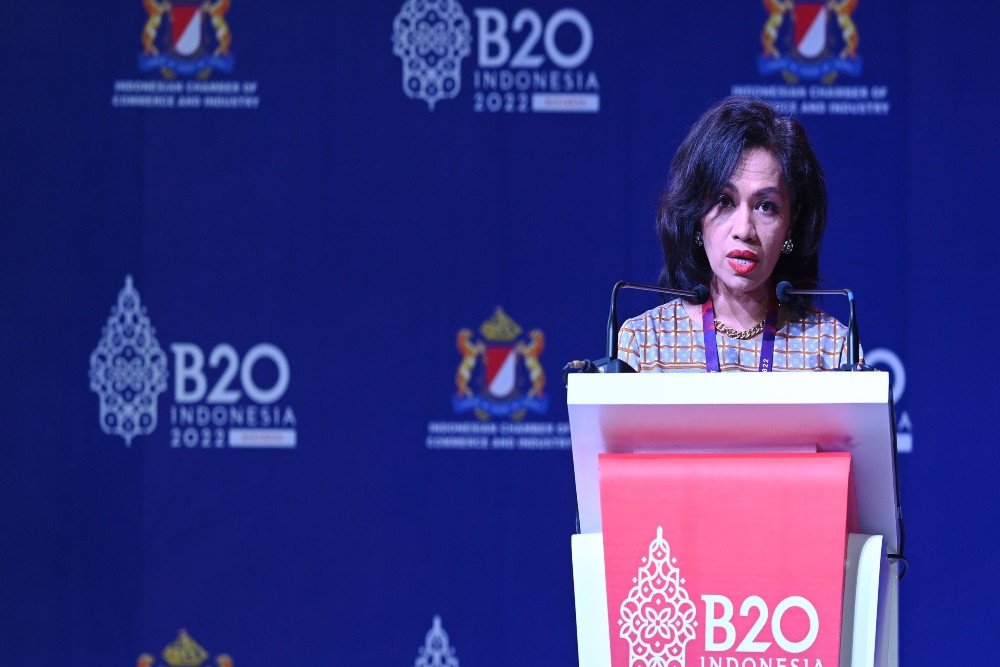 Presiden Direktur Unilever Indonesia Ira Noviarti selaku Chair B20 Women in Business Council (B20 WiBAC)/Unilever