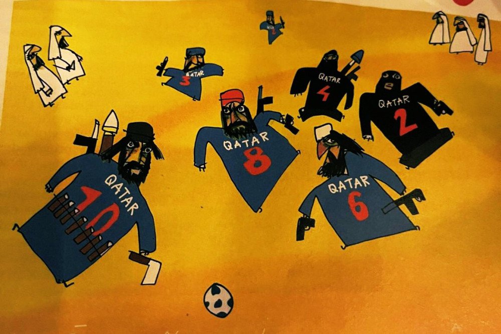 Kartun rasialis dan islamofobia dari media Prancis Canard Enchane jelang Piala Dunia 2022 di Qatar/Canard Enchane