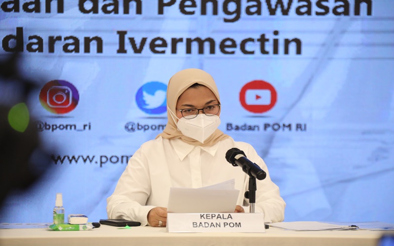 Kepala BPOM Penny Lukito saat konferensi pers terkait penggunaan ivermectin/BPOM