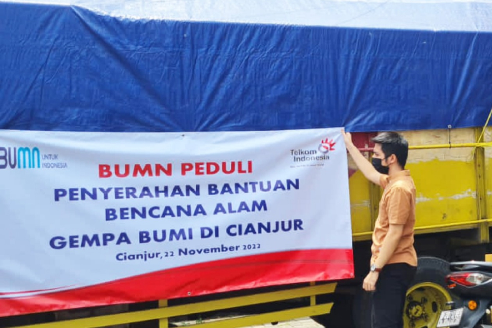  Telkom Salurkan Bantuan Sembako Bagi Korban Gempa Cianjur