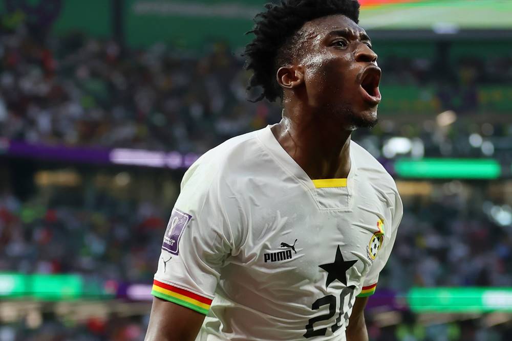 Pemain Timnas Ghana, Mohammaed Kudus. Hasil Korea Selatan vs Ghana: Sontekan Kudus Bawa Black Stars Kembali Unggul /FIFA