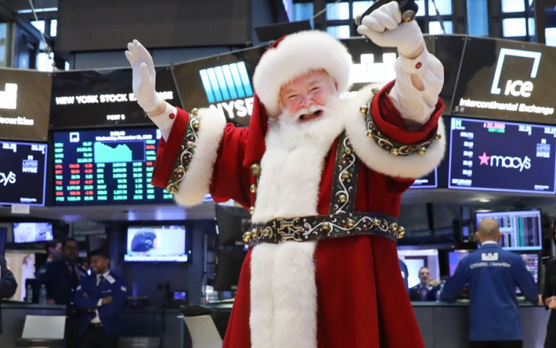 Ilustrasi Santa Claus Rally di bursa saham Amerika Serikat/Istimewa