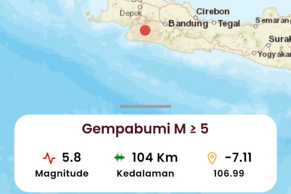 BMKG Revisi Guncangan Gempa Sukabumi jadi M5,8, Getaran Sampai Jakarta