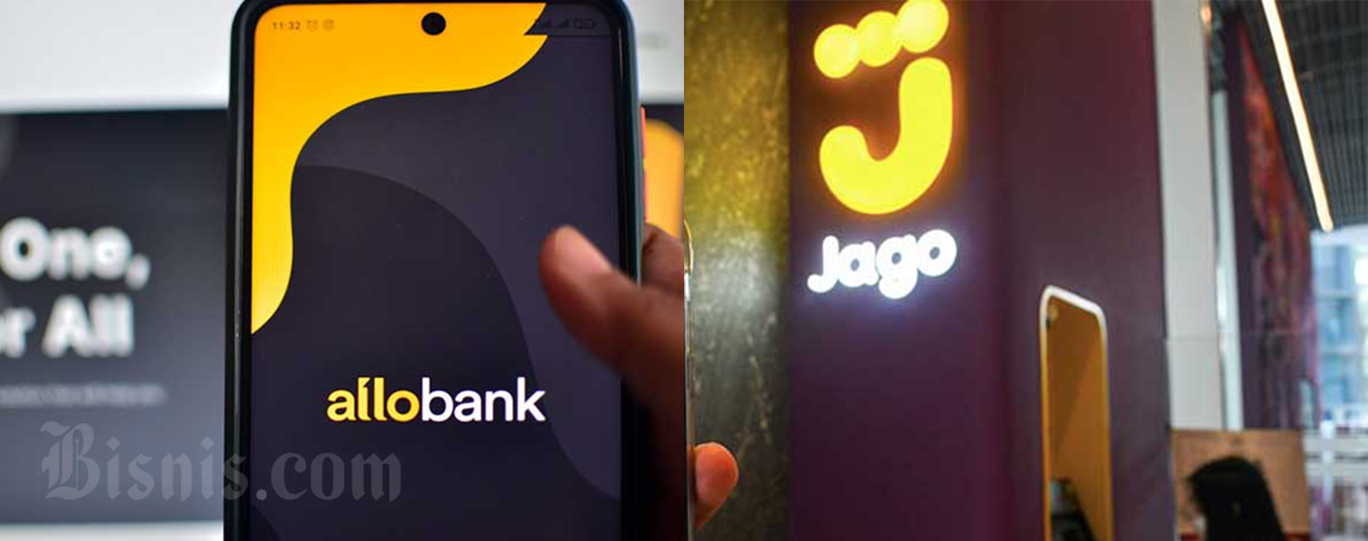 Logo Allo Bank dan Bank Jago.  - Bisnis/Fanny Kusumawardhani &amp; Abdurachman
