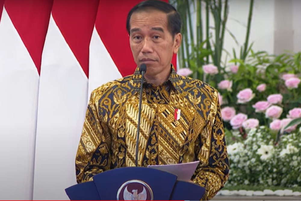 Presiden Joko Widodo (Jokowi) dalam acara penyerahan Kredit Usaha Rakyat (KUR) Klaster di Istana Negara, (19/12/2022). Youtube Setpres RI. 