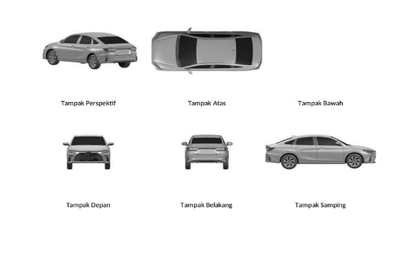 Tampilan rancangan desain mobil sedan Daihatsu - Berita Resmi Desain Industri Kemenkumham
