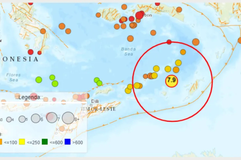 Peta data historis gempa bumi di wilayah Maluku./Antara-BMKG.