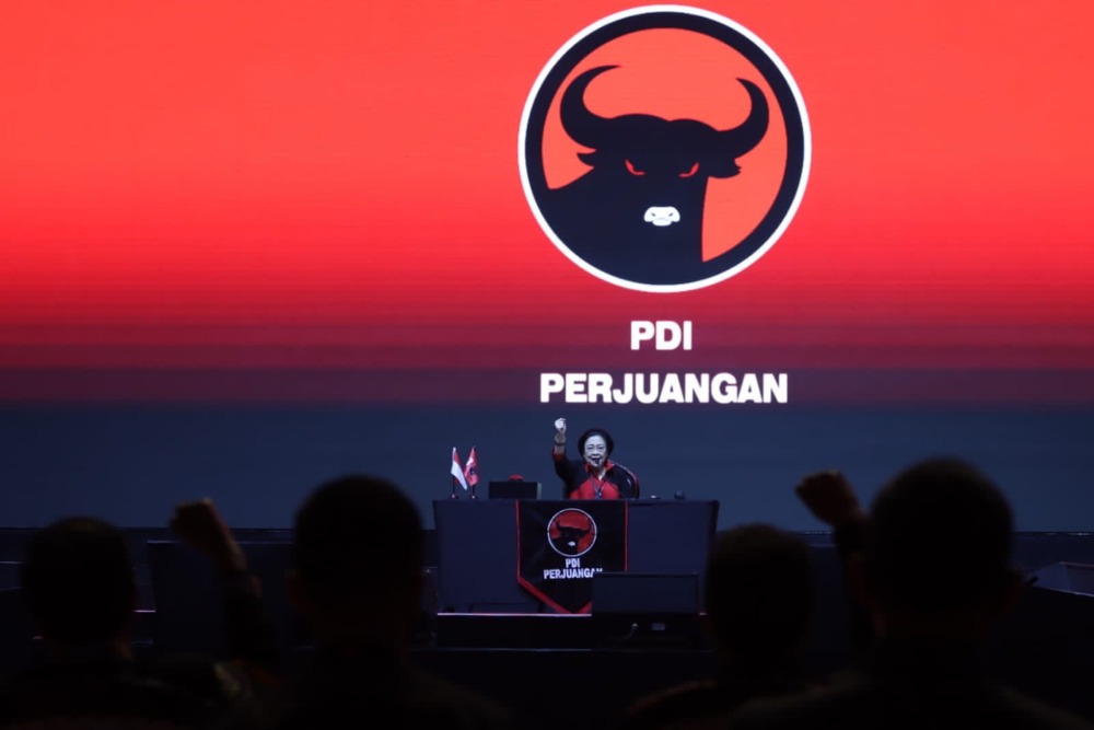 Ketua Umum PDIP Megawati Soekarnoputri berpidato pada HUT ke-50 PDIP pada Selasa (10/1/2023) di JIExpo Kemayoran./Dok. PDIP