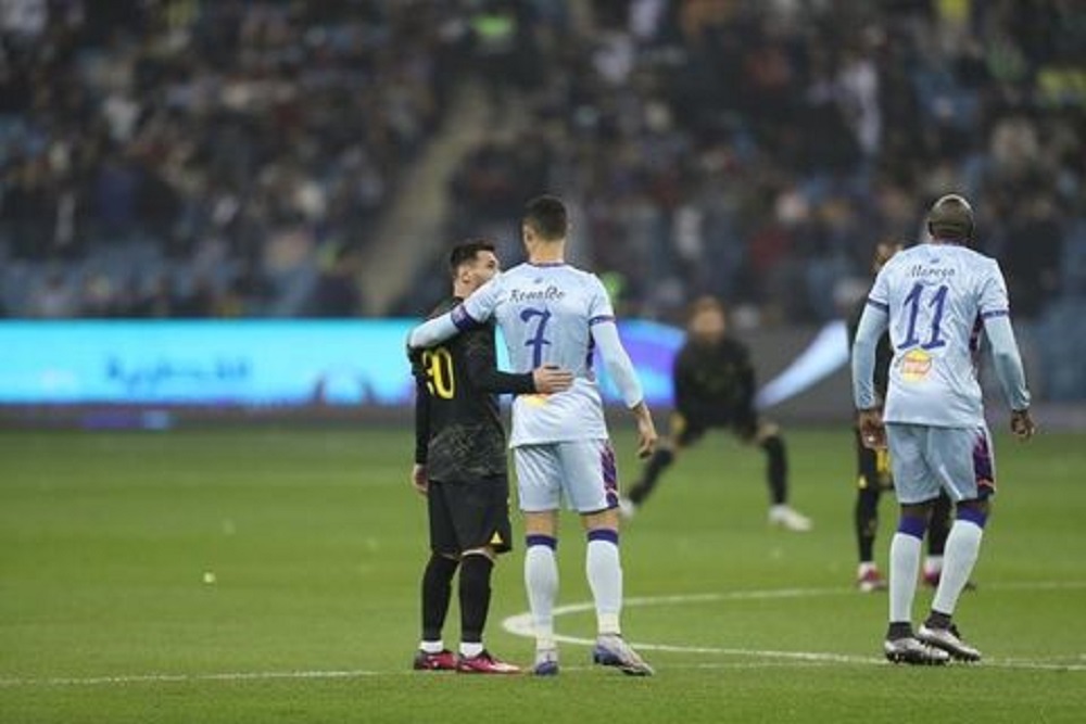 Cristiano Ronaldo dan Lionel Messi bertemu dalam laga uji coba PSG vs Al Nassr/Instagram @cristianoronaldo.