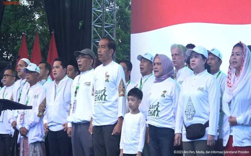 Puan dan Ganjar Ikut Jalan Sehat 100 Tahun NU Bareng Jokowi