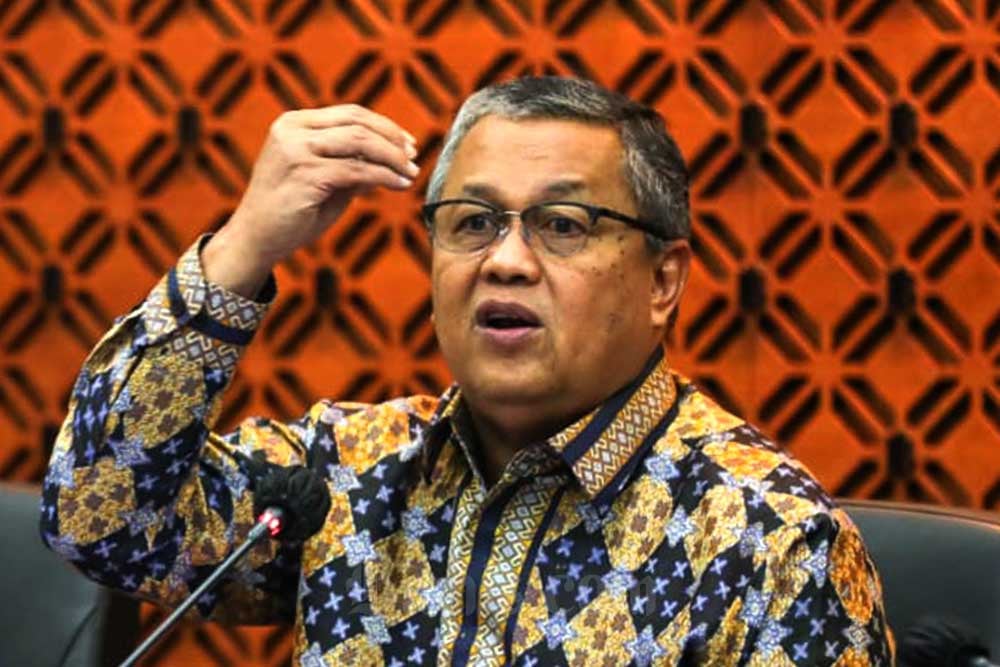 Gubernur Bank Indonesia Perry Warjiyo memberikan pemaparan dalam konferensi pers Rapat Dewan Gubernur (RDG) di Jakarta, Kamis (19/1/2023). Bisnis/Himawan L Nugraha
