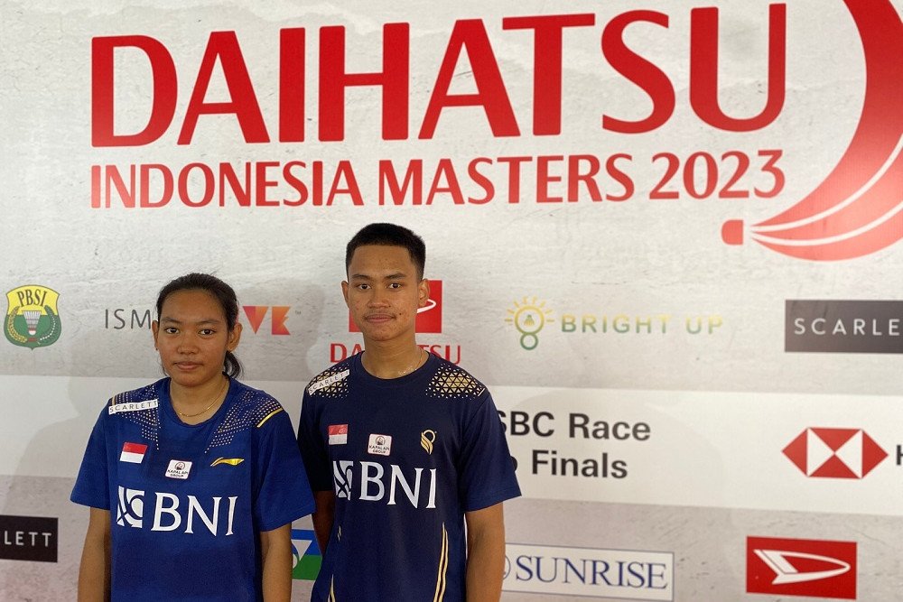 Ganda campuran Jafar Hidayatullah/Aisyah Salsabila Putri Pranata di Indonesia Masters 2023/Bisnis.com-Akbar.