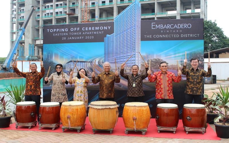 PT Lippo Karawaci Tbk. (LPKR) melaksanakan Topping Off Ceremony pembangunan Eastern Tower Apartment Embarcadero Bintaro, Tangerang Selatan, pada 18 Januari 2020./LPKR