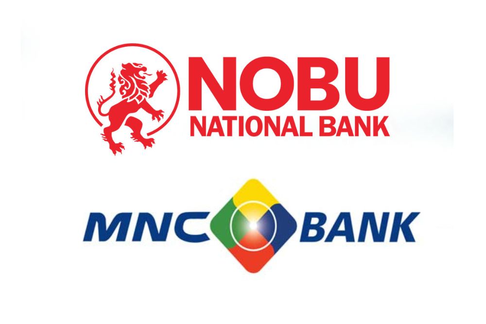 Logo PT Bank MNC Internasional Tbk. (BABP) dan PT Bank National Nobu Tbk. (NOBU).