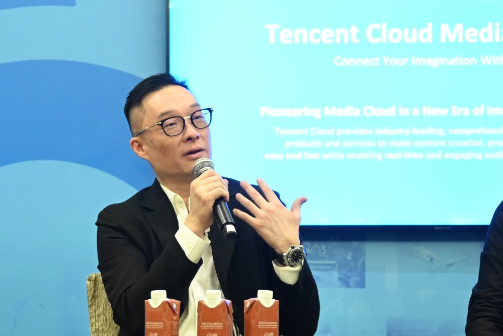 Poshu Yeung Senior Vice President of Tencent Cloud International dalam paparan Asia-Pacific (APAC) Media Service Market Report 2022./Istimewa