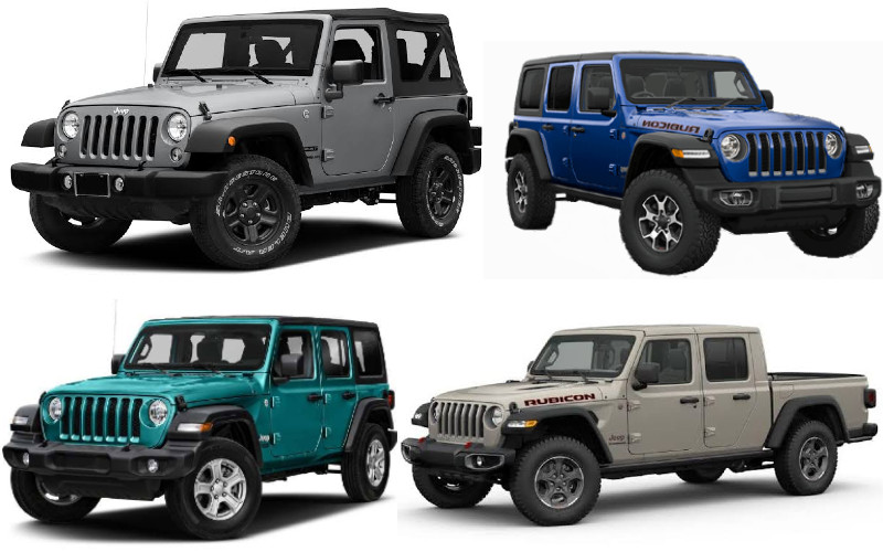 Lineup Jeep di Indonesia terdiri atas Wrangler Sport 2D, Wrangler Sport 4D, Wrangler Sahara 4D, Wrangler Rubicon 2D dan 4D, serta tipe Gladiator.  - Jeep