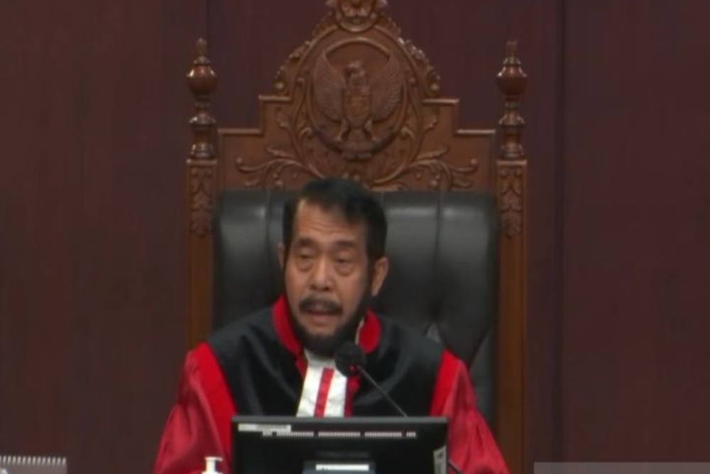 Ketua MK Anwar Usman saat memimpin sidang lanjutan perkara Nomor 114/PUU-XX/2022, di Jakarta, Selasa, (17/1/2023)./Antara