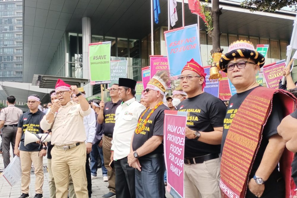  Petani Sawit Demo di Kedubes Uni Eropa, Tolak UU Deforestasi