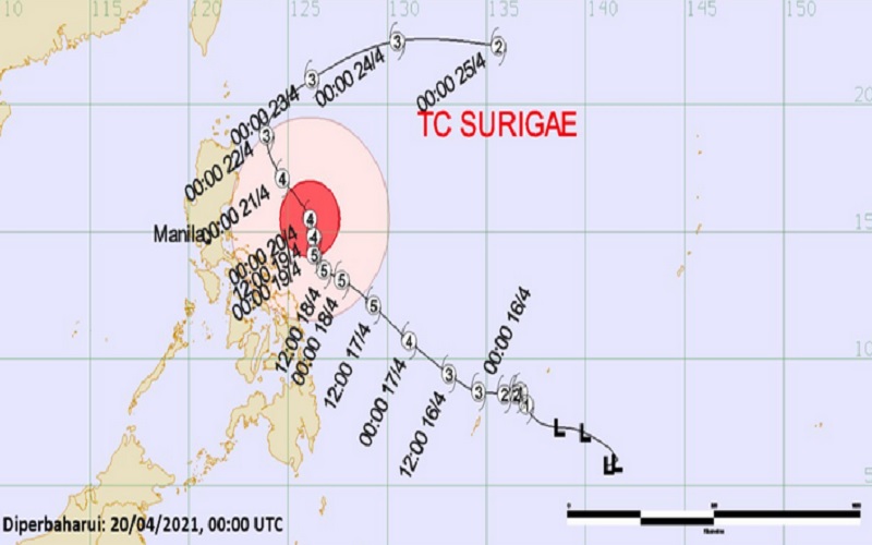 Siklon Tropis Surigae 12-25 April 2021./bmkg