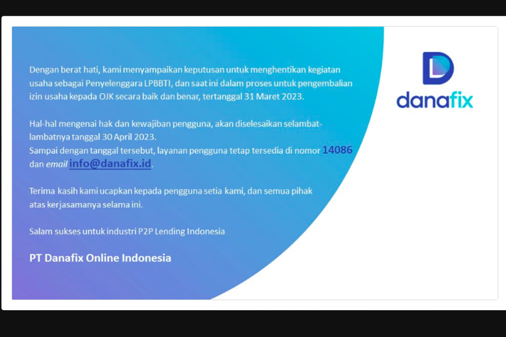  Satu Fintech P2P Lending Gugur! Ini Kata OJK