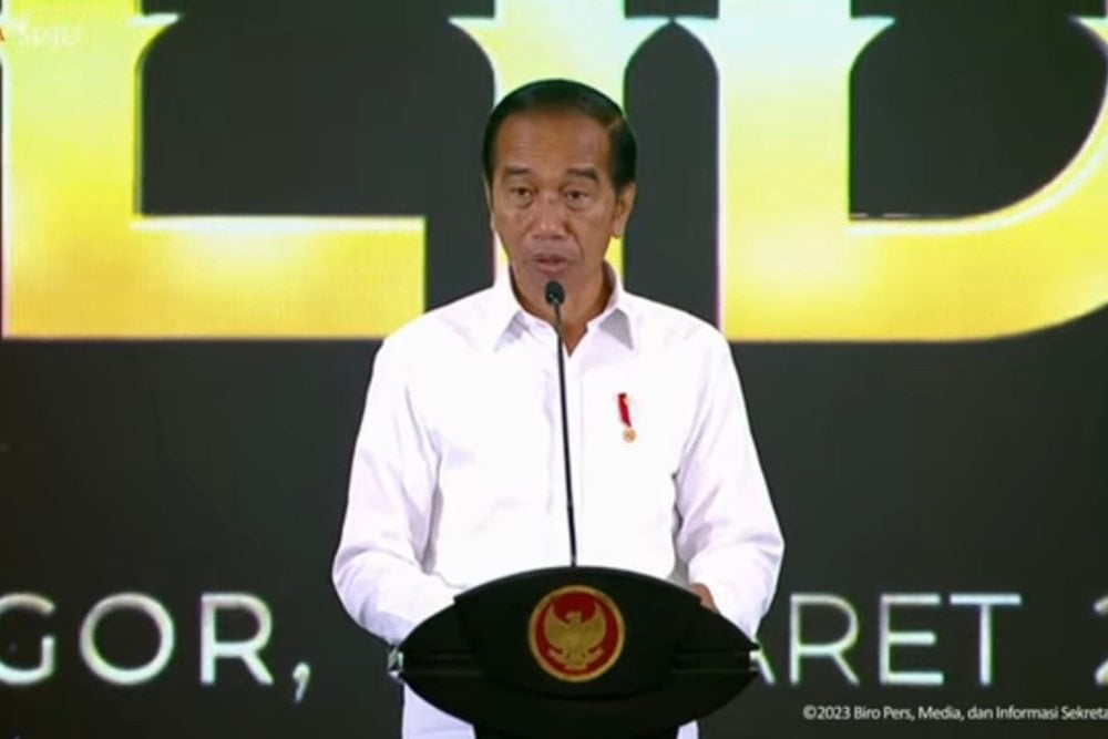 PKB Bantah Isu Jokowi Beri Arahan Soal Pembentukan Koalisi Besar. Presiden Jokowi menyampaikan sambutan pada peresmian KEK Lido, di Mahoni Ballroom, Lido Lake Resort, Kabupaten Bogor, Jumat (31/3/2023) - Youtube Setpres.