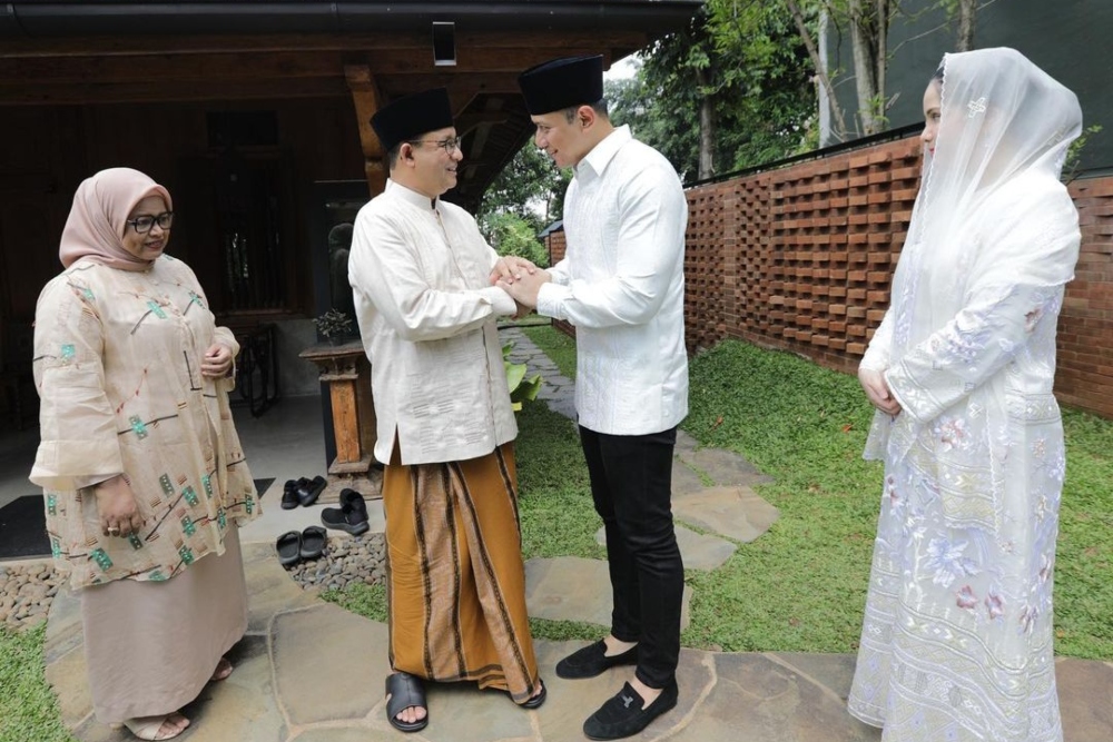  Potret AHY Sambangi Rumah Anies Baswedan di Hari Pertama Lebaran