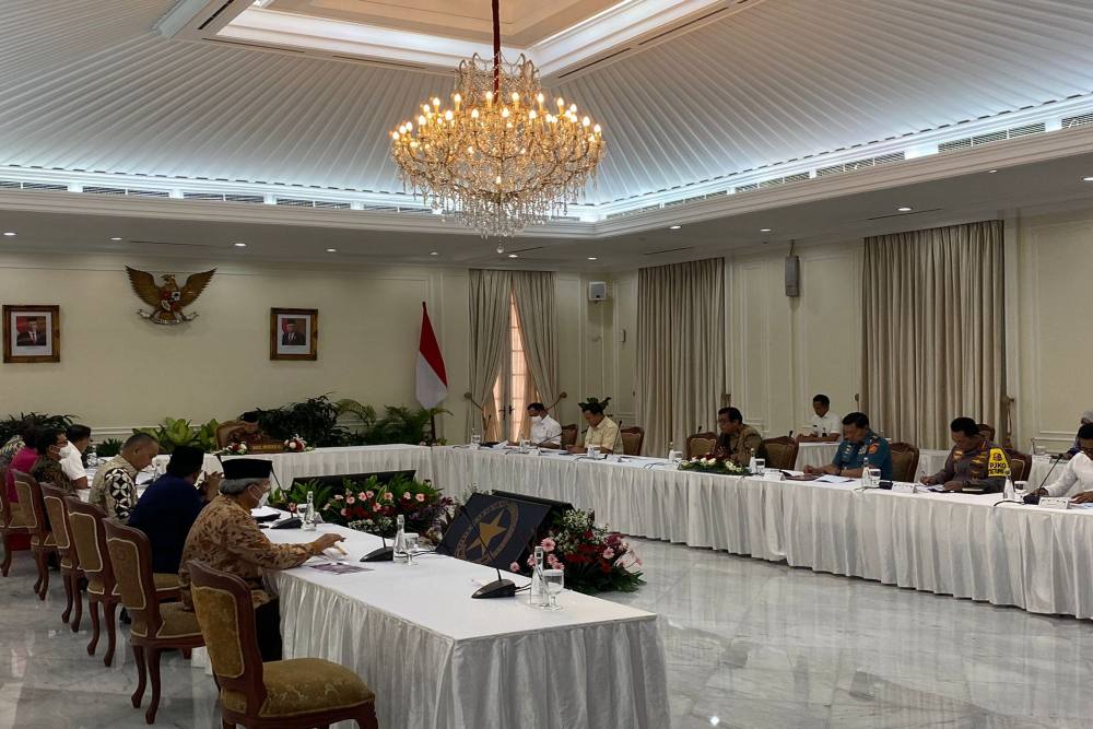 Wapres Maruf Gelar Ratas Bersama Para Menteri, Bahas Kondisi Papua / BISNIS - Akbar Evandio