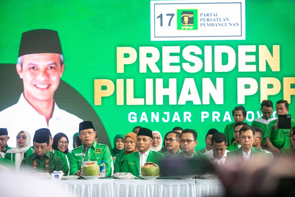 PPP mendeklarasikan dukungannya kepada bakal calon presiden dari PDI Perjuangan yakni Ganjar Pranowo dalam Pilpres 2024. ANTARA FOTO/Hendra Nurdiyansyah/tom.