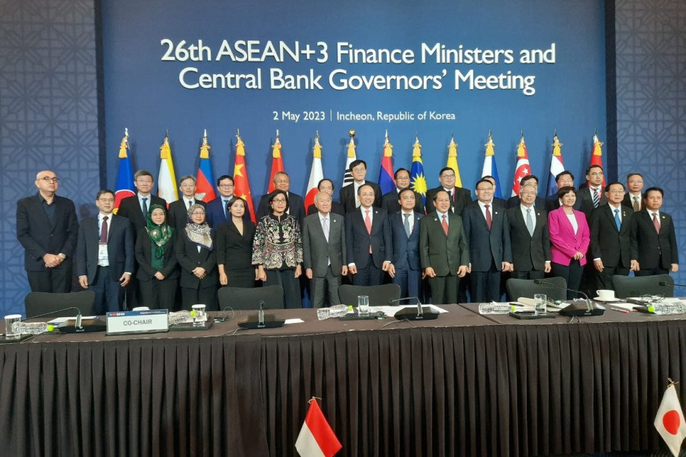 Para menteri keuangan dan gubernur bank sentral Asean+3 (Asean plus China, Jepang, dan Korea Selatan) bertemu di Incheon, Korea Selatan, Selasa (2/5), untuk membahas tantangan terkini ekonomi global./Bisnis-Sri Mas Sari