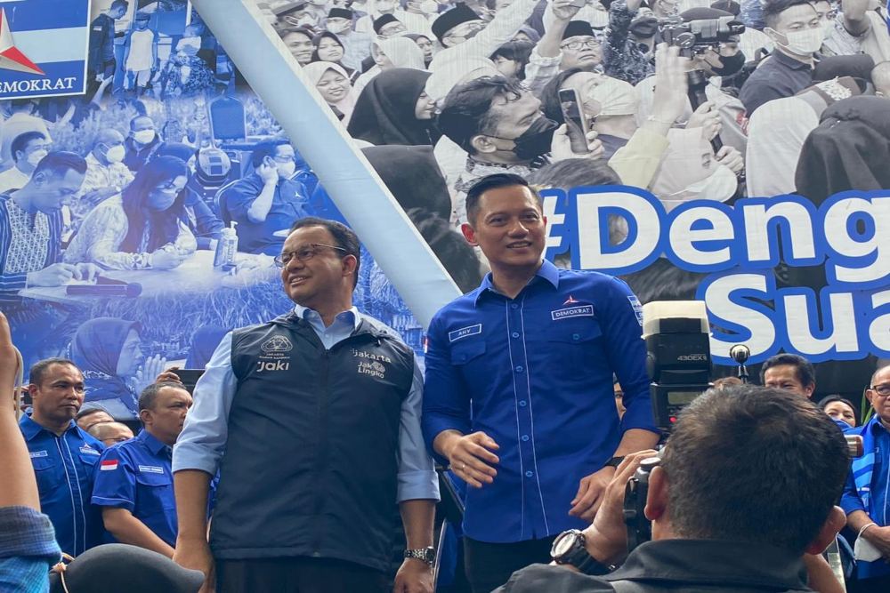  AHY Hadiri Pidato Politik Anies Baswedan di Tenis Indoor Senayan