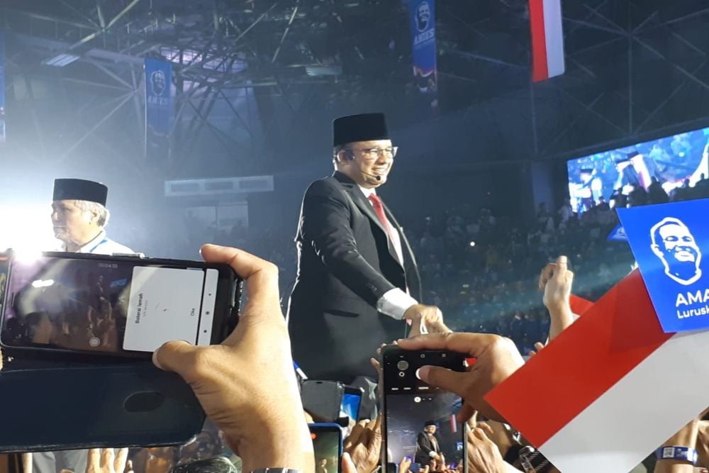  Tiba di Tenis Indoor GBK, Pendukung Teriaki Anies Presiden