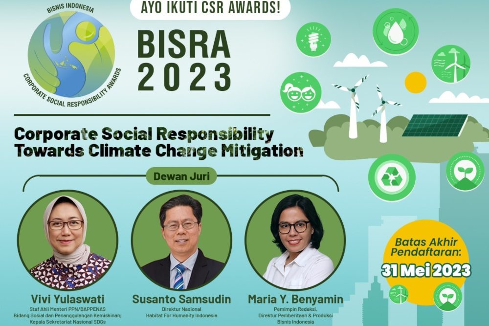 Pendaftaran Bisnis Indonesia Corporate Social Responsibility Award (BISRA) 2023 diperpanjang hingga 31 Mei 2023 - Bisnis Indonesia.