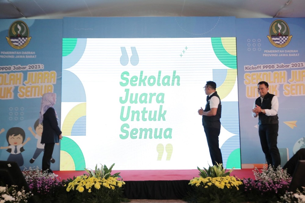 Kick off PPDB 2023 Jabar diresmikan langsung oleh Gubernur Jabar Ridwan Kamil di SMK Negeri 4 Padalarang,Kabupaten Bandung Barat, Selasa (16/5/2023).