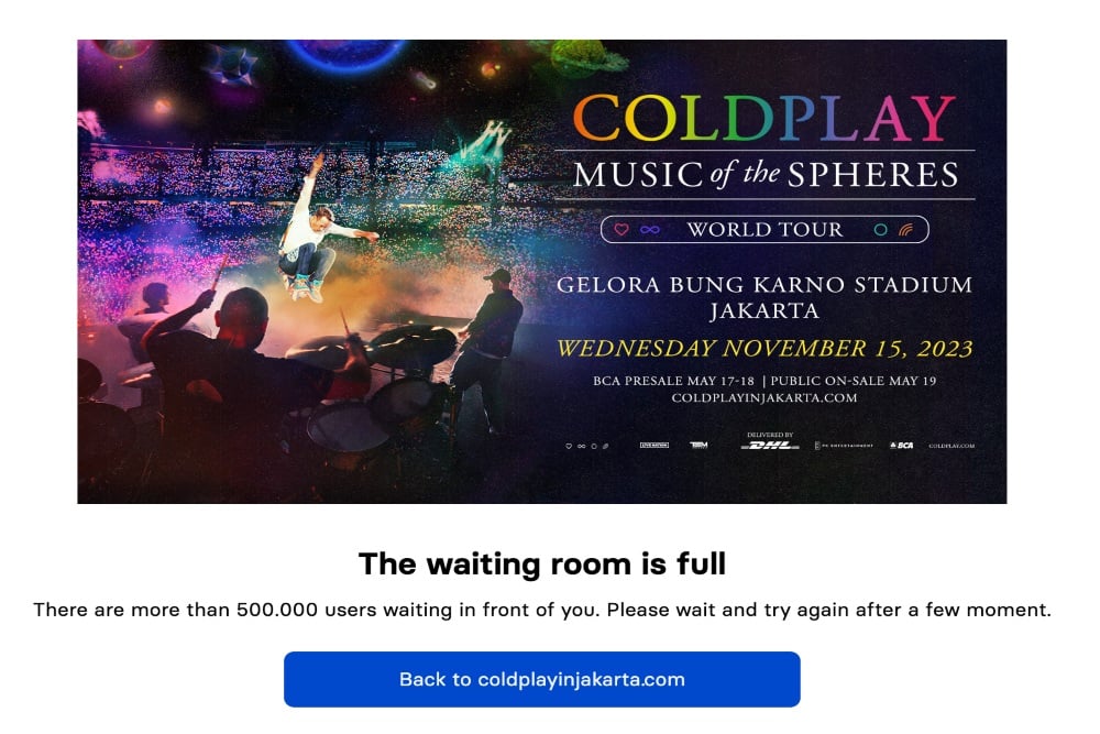  Tiket Coldplay \'Ultimate Experience\' Sold Out dalam Hitungan Menit, Sandiaga Janjikan Tambah Hari?