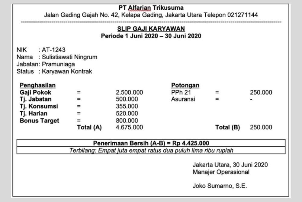 Contoh Slip Gaji Karyawan Excel Contoh Surat Images Images