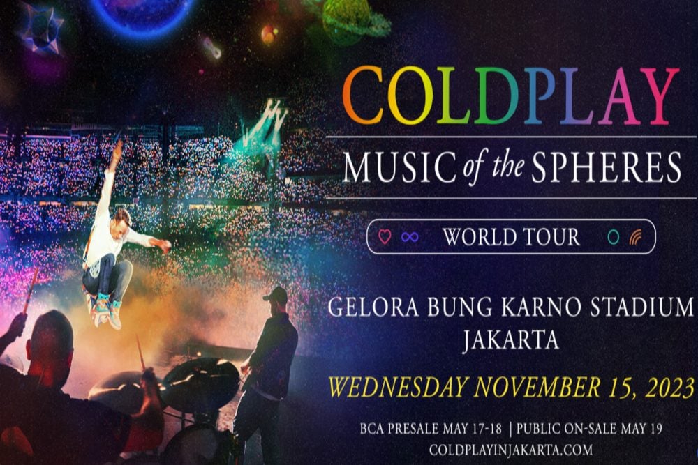 Poster penjualan tiket konser Coldplay di Jakarta. Dok https://coldplayinjakarta.com/