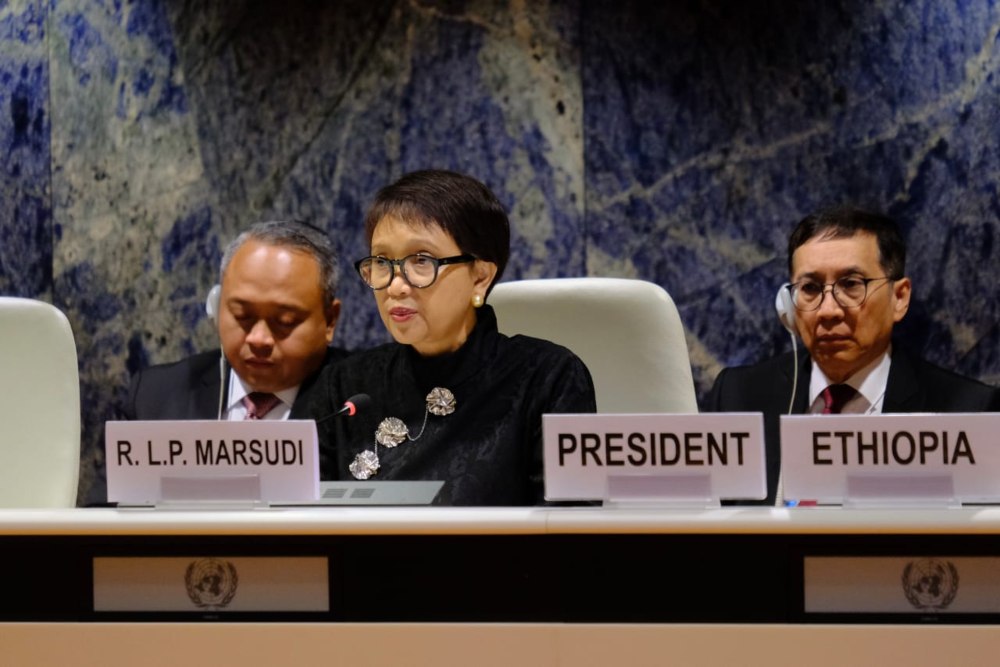 Menteri Luar Negeri (Menlu) Retno Marsudi menyampaikan tiga hal penting dalam kerja sama penguatan hak asasi manusia (HAM) saat menghadiri Sidang Dewan HAM PBB ke-52 di Jenewa, Swiss./Dok. Kemlu RI