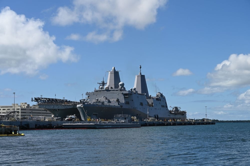 Kapal perang dalam latihan militer bersama AS-Jepang-Korea Selatan./Bloomberg