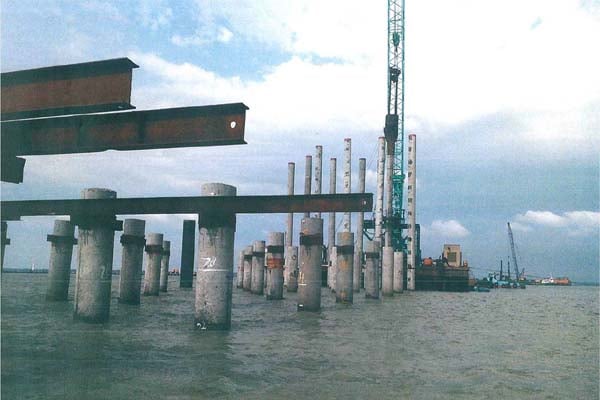 Pembangunan pelabuhan di Java Integrated Industrial & Port Estate (JIIPE) di Gresik, Jawa Timur./JIIPE.com