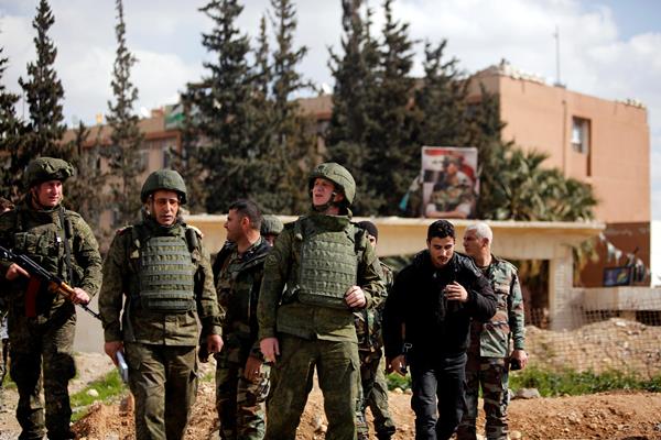 Tentara Rusia dan Suriah di Ghouta Timur, Damaskus./Reuters