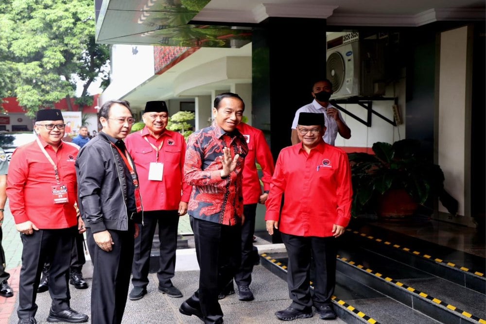 Presiden Joko Widodo (Jokowi) angkat bicara terkait dengan lima saran dari Menteri Pertahanan (Menhan) Prabowo Subianto untuk resolusi mendamaikan konflik Rusia-Ukraina saat Rakernas III PDIP di Jakarta, Selasa (6/6/2023). /Dok. PDIP