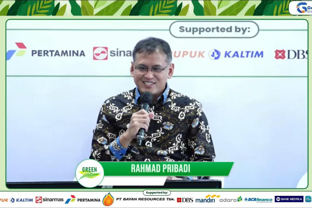 Direktur Utama Pupuk Kaltim Rahmad Pribadi dalam acara Bisnis Indonesia Green Economy Forum 2023, Rabu (7/6/2023).