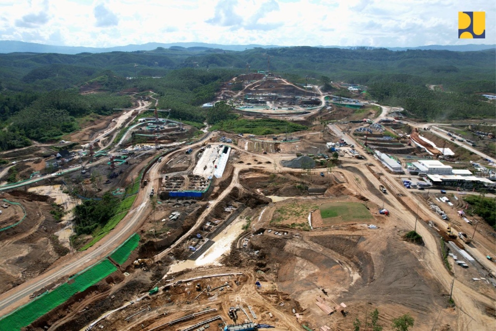 Proyek pembangunan Sumbu Kebangsaan Tahap 1 di Ibu Kota Negara (IKN) Nusantara.- Kementerian PUPR